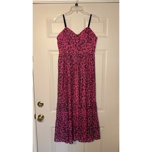 Betsy Johnson pink leopard print maxi dress. (PLEASE SEE PHOTOS AND DESCRIPTION)